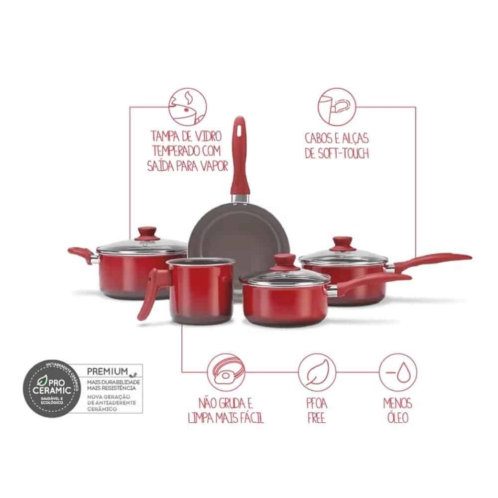Conjunto De Panelas Ceramic Life Easy Brinox 5 Peças