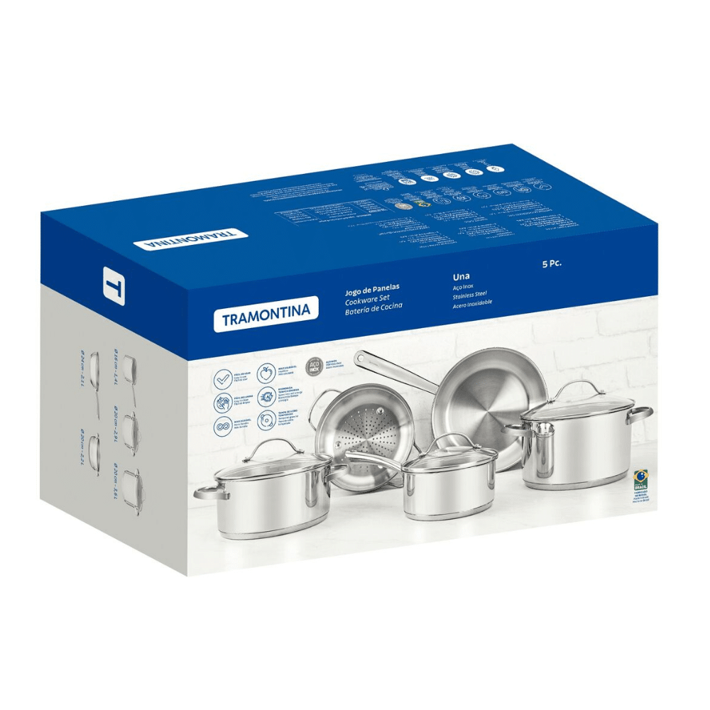 Jogo da Panelas Aço Inox 5 peças Una Indução Tramontina