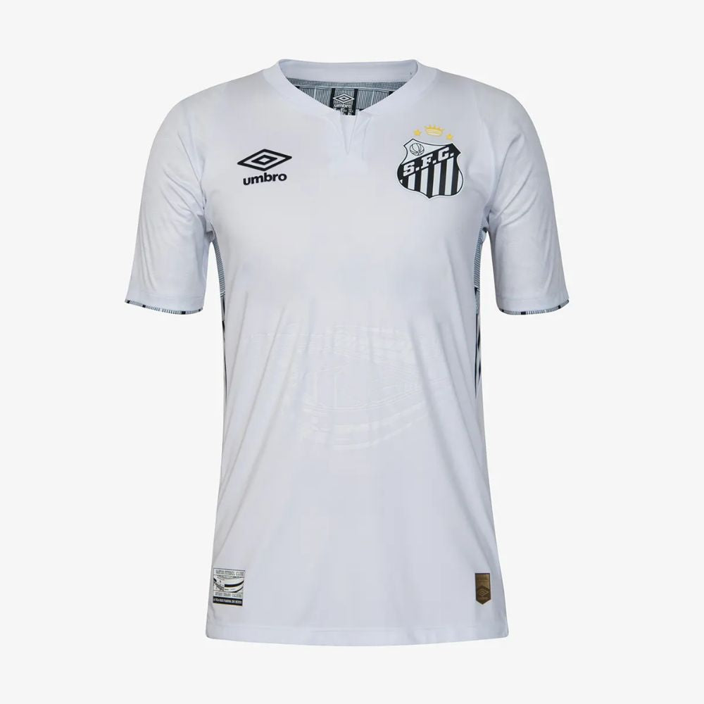 Camisa Jogador Oficial Umbro Santos - cor: branco/preto/branco