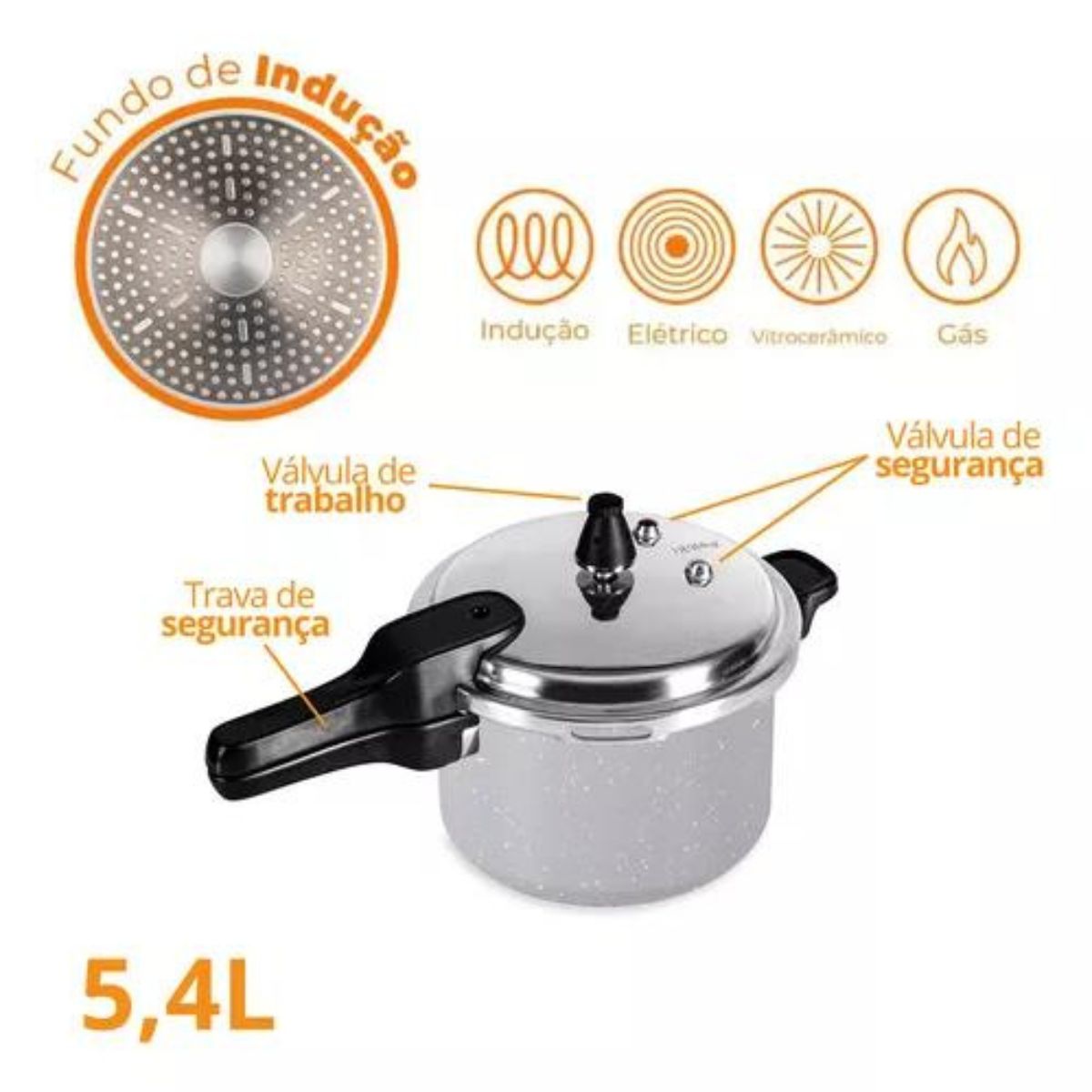 Panela de Pressão Ceramic Life Super com indução 5,4l Brinox