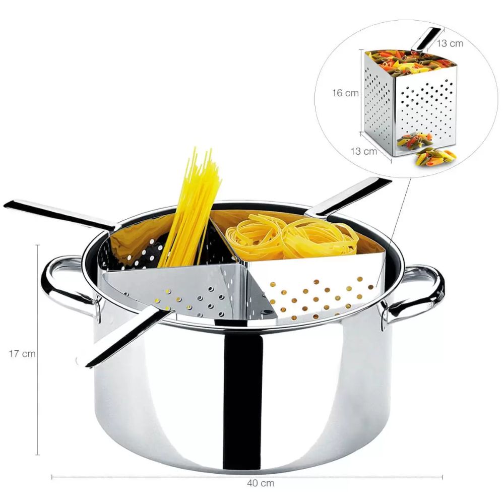 Espagueteira Macarrão de Inox 4 Divisões Linha Savoy Brinox
