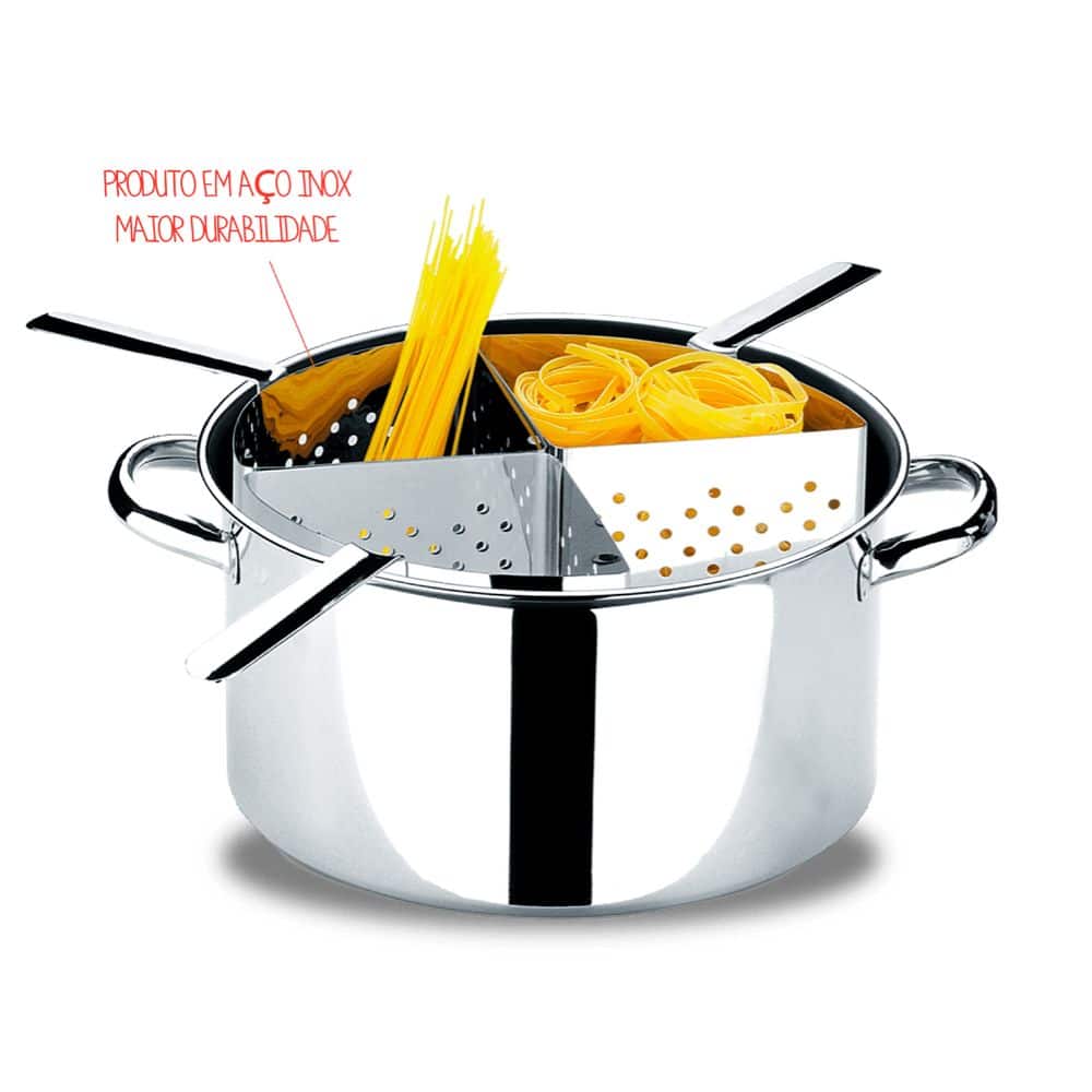 Espagueteira Macarrão de Inox 4 Divisões Linha Savoy Brinox