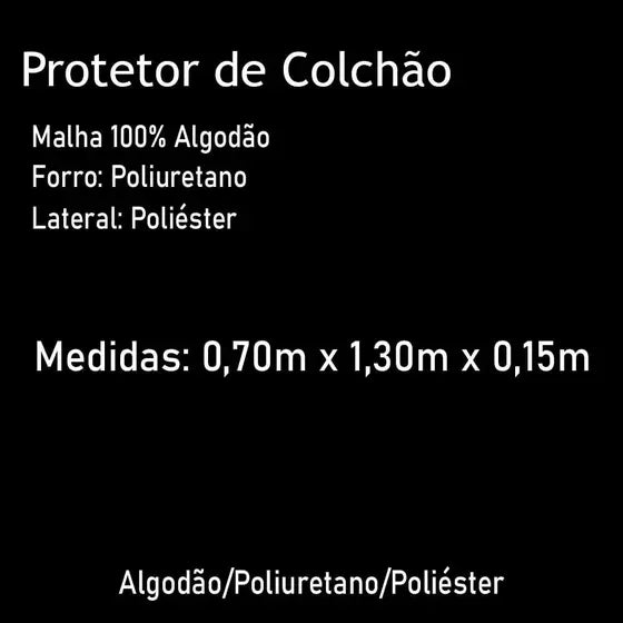 Protetor de Colchão Berço Premium Lynel Malha 100% algodão 70x1.15x15