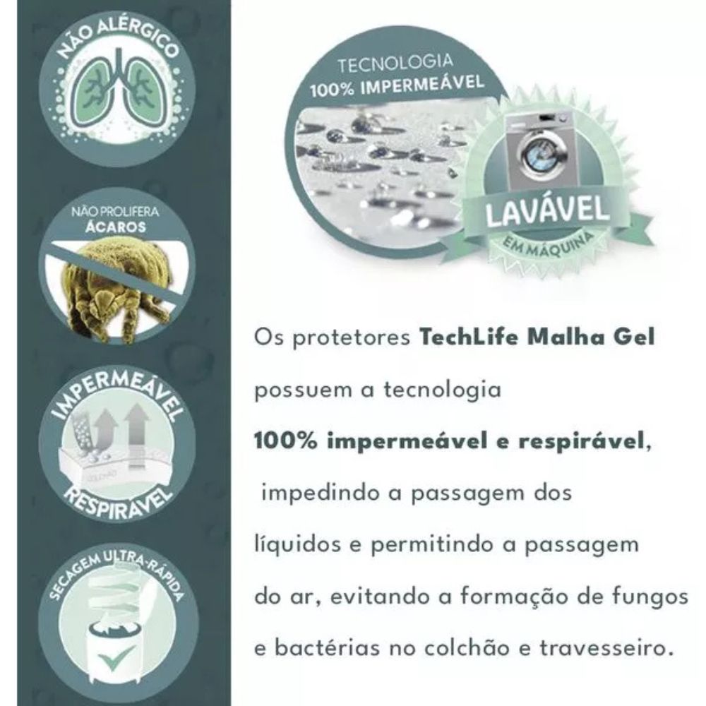 Protetor de Colchão Casal Malha Gel Lynel 1.40x1.90x40