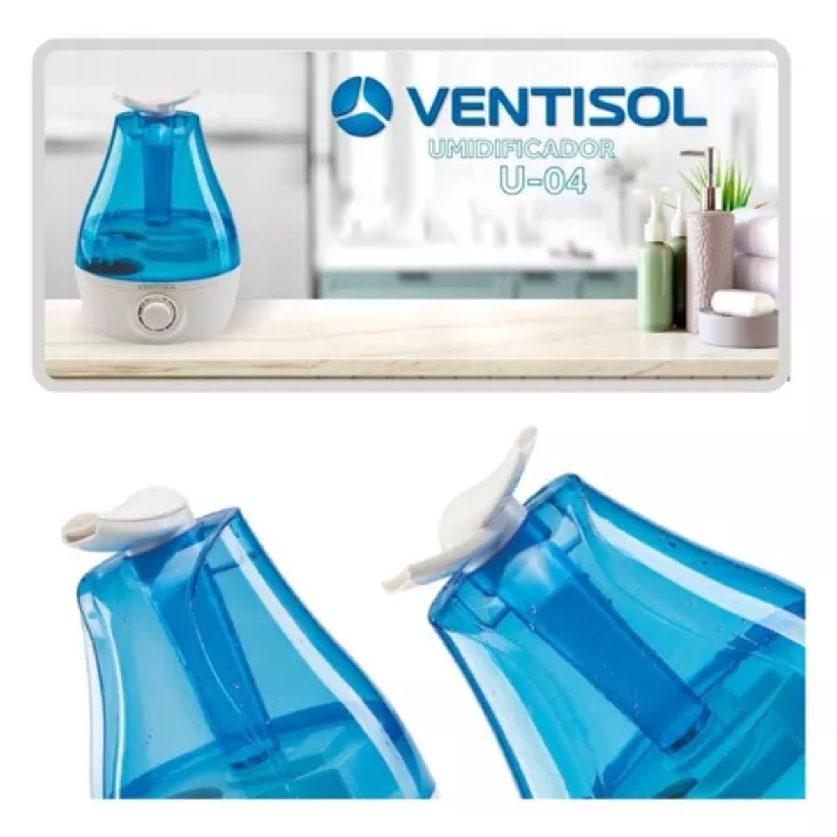 Umidificador Ar Doméstico Ventisol Mod U04 3,7 Litros Bivolt