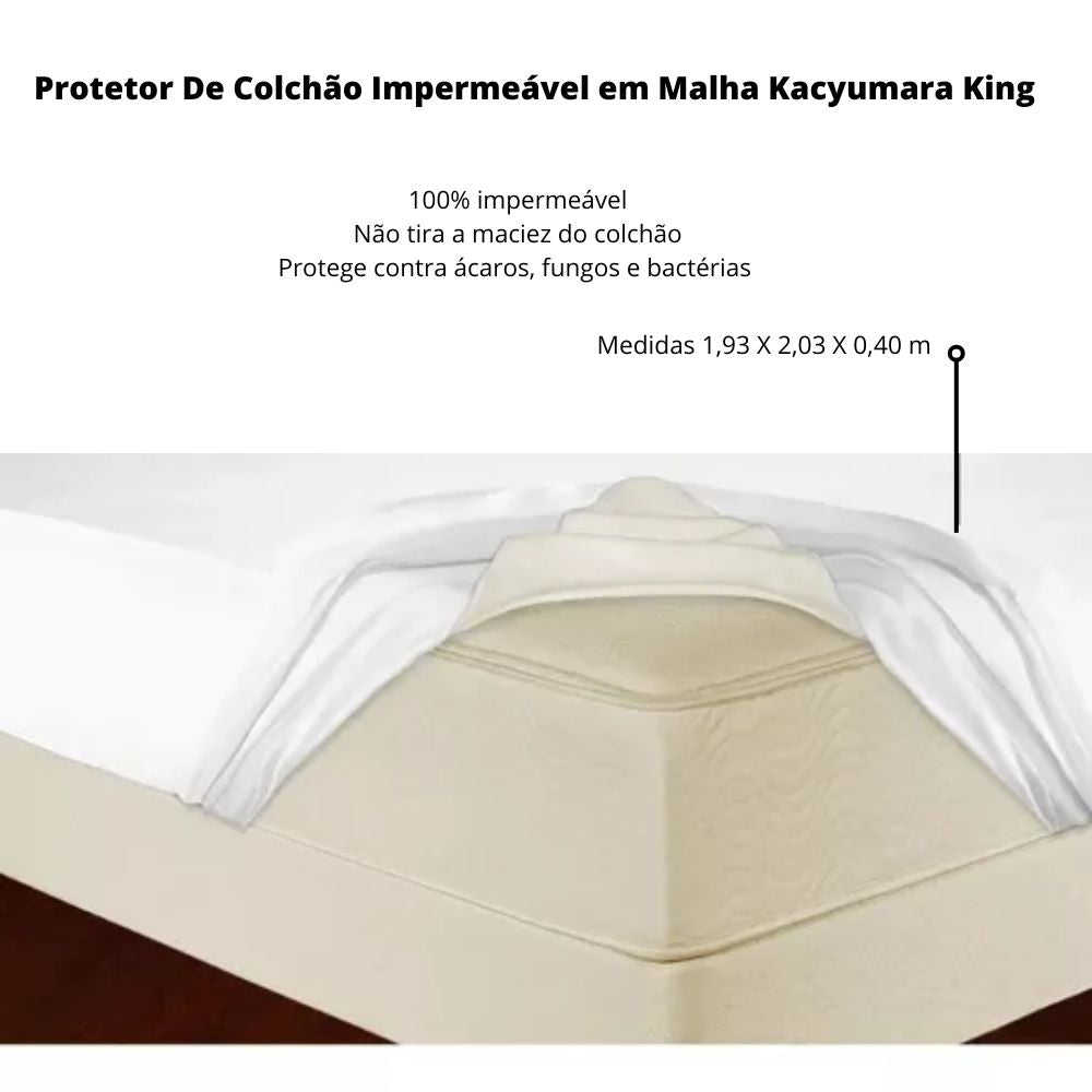Protetor Colchão King Impermeável Malha 100% algodão Kacyumara
