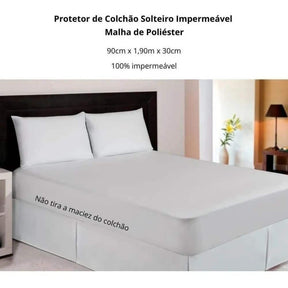 Protetor Colchão Solteiro Impermeável Malha em algodão Kacyumara