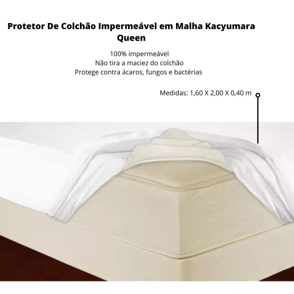 Protetor Colchão Queen Impermeável Malha algodão Kacyumara