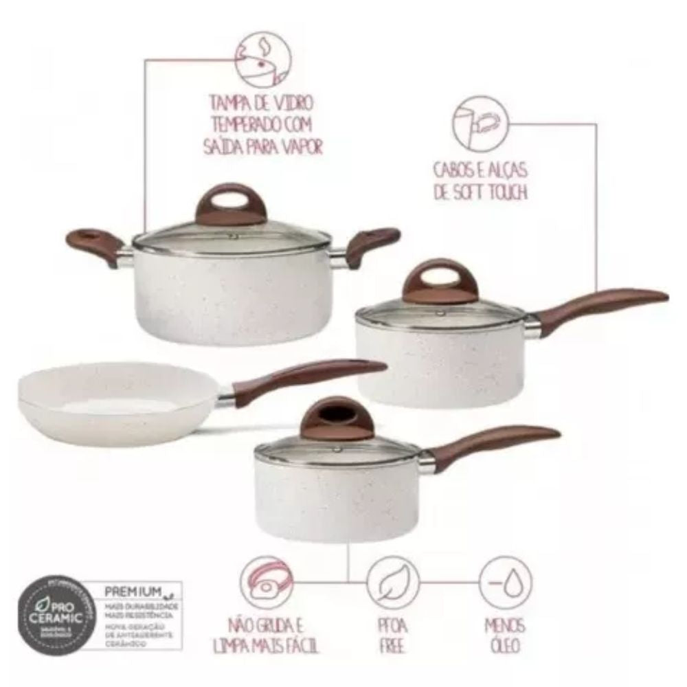 Conjunto de Panelas Brinox Ceramic Life Smart Plus - 4 peças