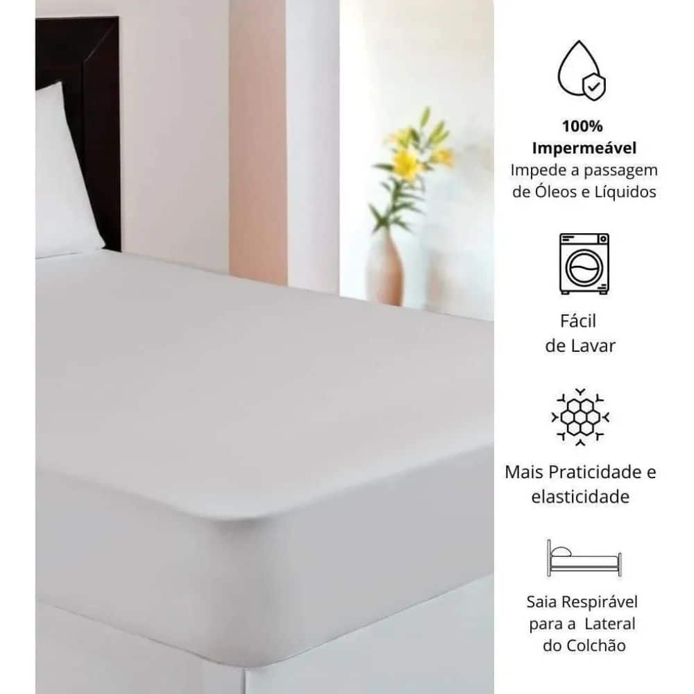 Protetor Colchão Solteiro Impermeável Malha em algodão Kacyumara