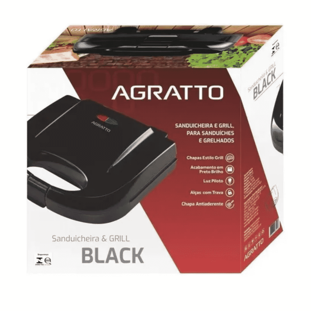 Sanduicheira E Grill 750w Black Sa01/02 Agratto