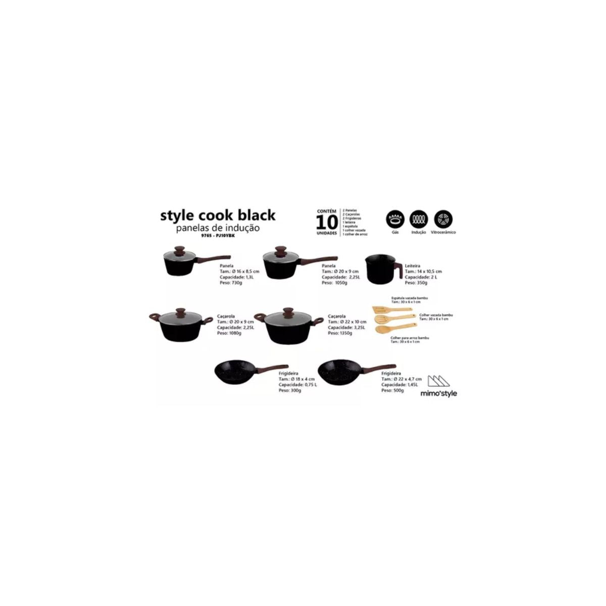 Conjunto de Panelas de Indução Mimo Style Cook 10 peças