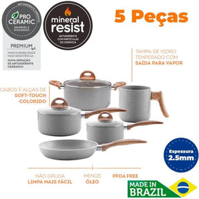 Conjunto De Panelas Ceramic Life Easy Brinox 5 Peças