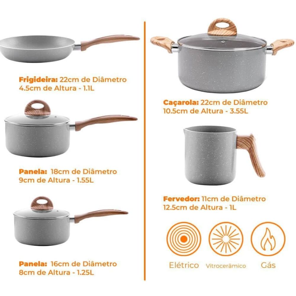 Conjunto De Panelas Ceramic Life Easy Brinox 5 Peças