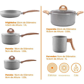 Conjunto De Panelas Ceramic Life Easy Brinox 5 Peças